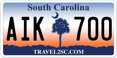 SC license plate AIK700