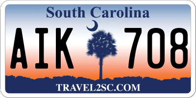 SC license plate AIK708