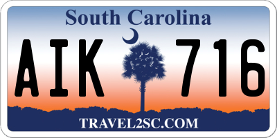 SC license plate AIK716