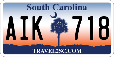SC license plate AIK718