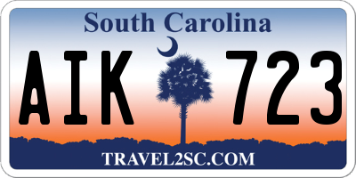 SC license plate AIK723
