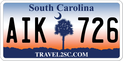 SC license plate AIK726