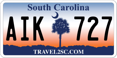 SC license plate AIK727