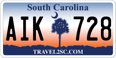 SC license plate AIK728