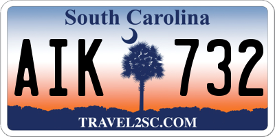 SC license plate AIK732