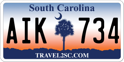SC license plate AIK734