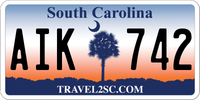 SC license plate AIK742