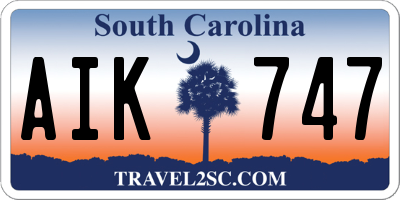 SC license plate AIK747
