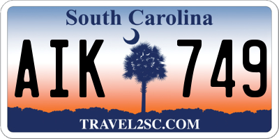 SC license plate AIK749