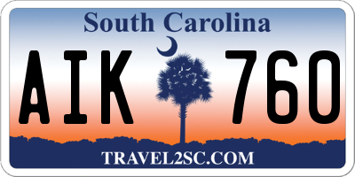 SC license plate AIK760