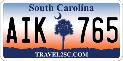 SC license plate AIK765