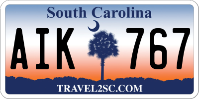 SC license plate AIK767