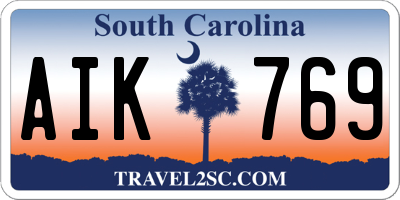 SC license plate AIK769