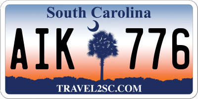 SC license plate AIK776