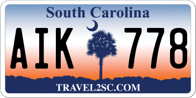 SC license plate AIK778