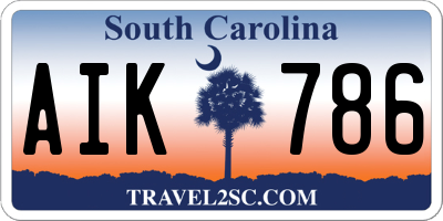 SC license plate AIK786