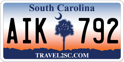 SC license plate AIK792