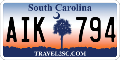 SC license plate AIK794