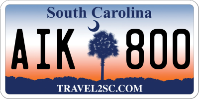 SC license plate AIK800