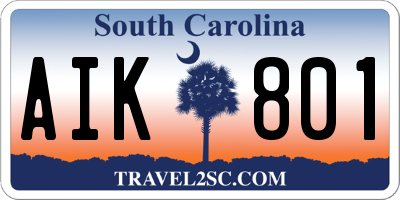 SC license plate AIK801