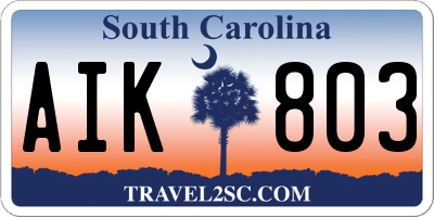SC license plate AIK803