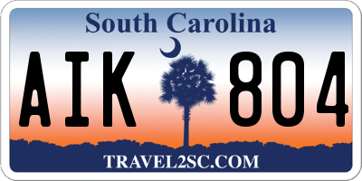 SC license plate AIK804