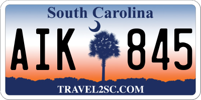 SC license plate AIK845
