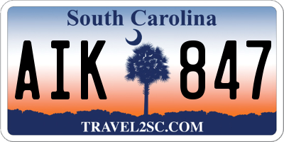 SC license plate AIK847