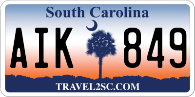 SC license plate AIK849