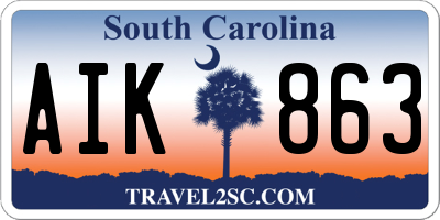 SC license plate AIK863