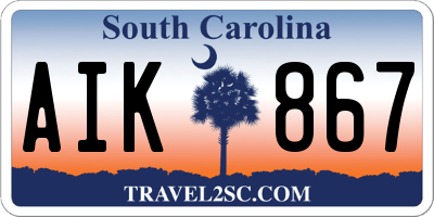 SC license plate AIK867