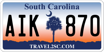 SC license plate AIK870