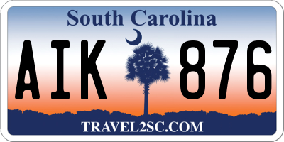 SC license plate AIK876
