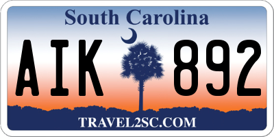 SC license plate AIK892