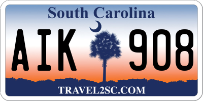 SC license plate AIK908