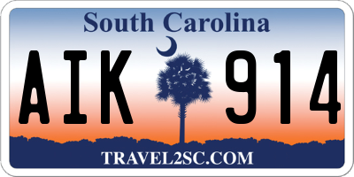 SC license plate AIK914