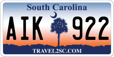 SC license plate AIK922