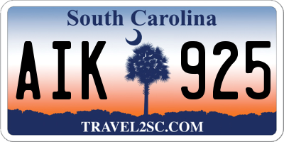 SC license plate AIK925