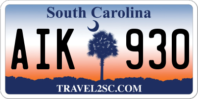 SC license plate AIK930