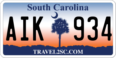 SC license plate AIK934