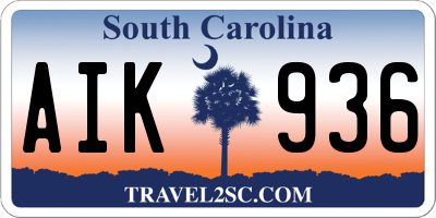 SC license plate AIK936