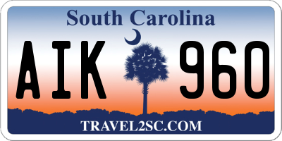 SC license plate AIK960