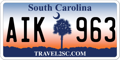 SC license plate AIK963