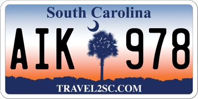 SC license plate AIK978