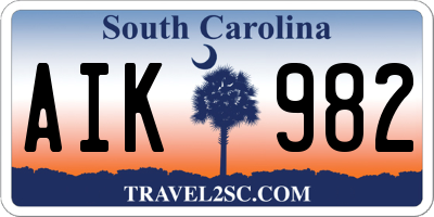 SC license plate AIK982