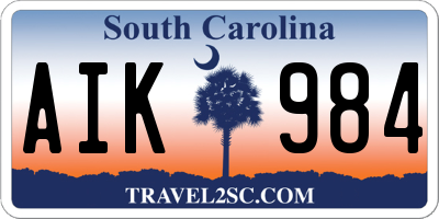 SC license plate AIK984