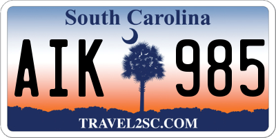 SC license plate AIK985