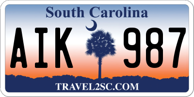 SC license plate AIK987