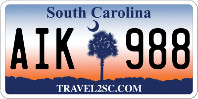 SC license plate AIK988