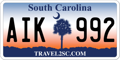SC license plate AIK992